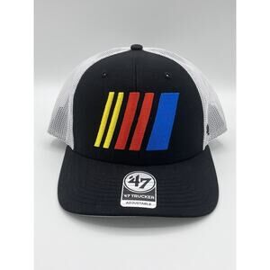 NASCAR 47 Brand Adjustable Hat Trucker Cap Black Racing Mesh Back Black NEW NWT